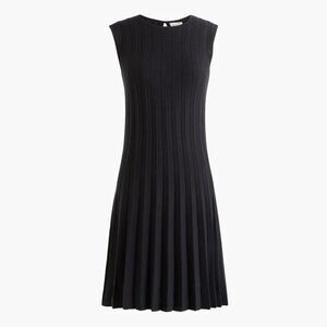 J Crew Black Knit Sweater Dress Size XL Pleated Sleeveless New